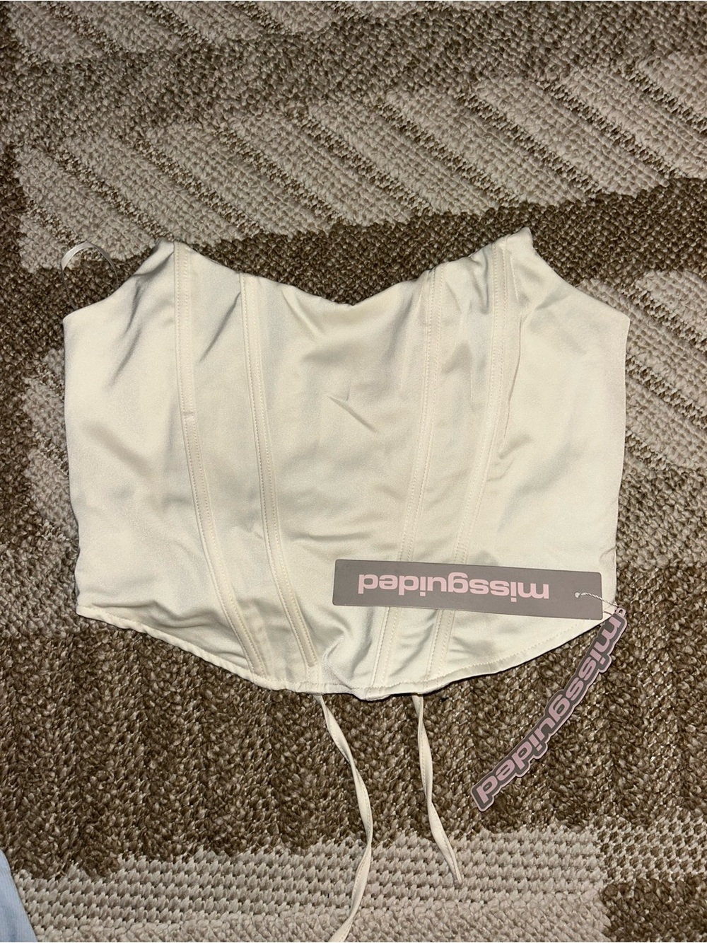 Missguided Cream Strapless Corset Crop Top